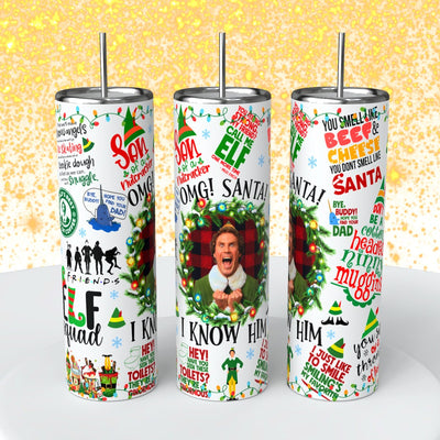 “OMG! Santa! I Know Him Christmas Movie" Skinny Steel Tumbler with Straw - Creative Works Crafts