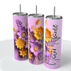 “Personalized 3D Flowers" Skinny Steel Tumbler with Straw - Creative Works Crafts