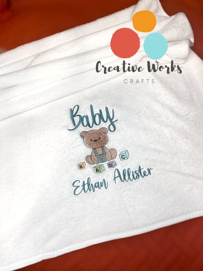 Personalized Embroidered Baby Blanket - Creative Works Crafts