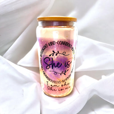 “She Is” 16oz. Glass Tumbler with Straw - Creative Works Crafts