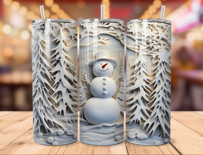 "Snowy Snowman" Skinny Steel Tumbler with Straw - Creative Works Crafts