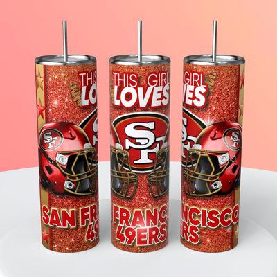 “This Girl Loves" NFL Skinny Steel Tumbler with Straw, 20oz - Creative Works Crafts