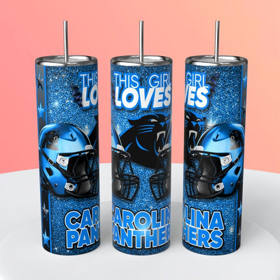 “This Girl Loves" NFL Skinny Steel Tumbler with Straw, 20oz - Creative Works Crafts