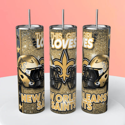 “This Girl Loves" NFL Skinny Steel Tumbler with Straw, 20oz - Creative Works Crafts