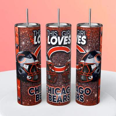 “This Girl Loves" NFL Skinny Steel Tumbler with Straw, 20oz - Creative Works Crafts