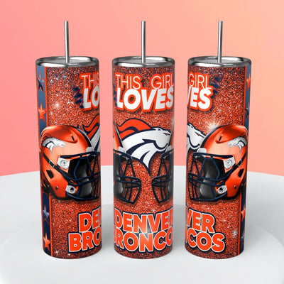 “This Girl Loves" NFL Skinny Steel Tumbler with Straw, 20oz - Creative Works Crafts