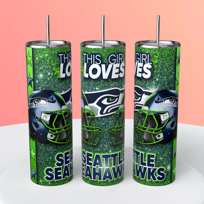 “This Girl Loves" NFL Skinny Steel Tumbler with Straw, 20oz - Creative Works Crafts