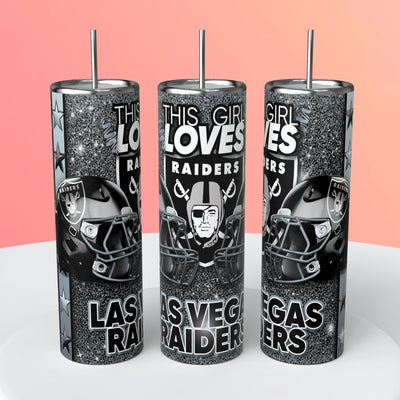 “This Girl Loves" NFL Skinny Steel Tumbler with Straw, 20oz - Creative Works Crafts