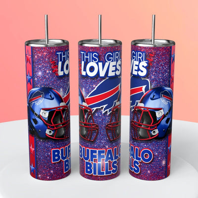 “This Girl Loves" NFL Skinny Steel Tumbler with Straw, 20oz - Creative Works Crafts