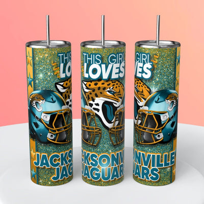 “This Girl Loves" NFL Skinny Steel Tumbler with Straw, 20oz - Creative Works Crafts