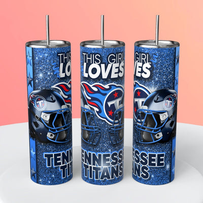 “This Girl Loves" NFL Skinny Steel Tumbler with Straw, 20oz - Creative Works Crafts