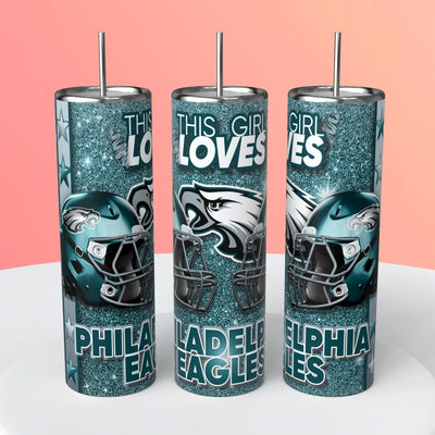 “This Girl Loves" NFL Skinny Steel Tumbler with Straw, 20oz - Creative Works Crafts