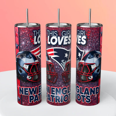 “This Girl Loves" NFL Skinny Steel Tumbler with Straw, 20oz - Creative Works Crafts