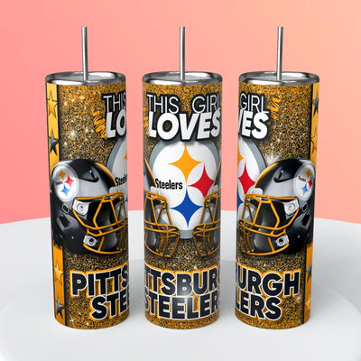 “This Girl Loves" NFL Skinny Steel Tumbler with Straw, 20oz - Creative Works Crafts