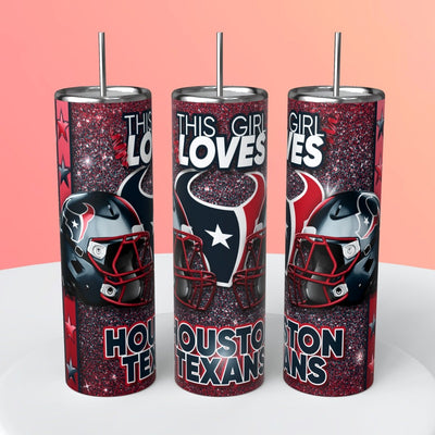 “This Girl Loves" NFL Skinny Steel Tumbler with Straw, 20oz - Creative Works Crafts