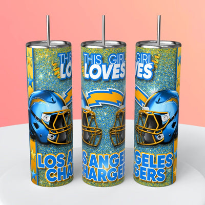 “This Girl Loves" NFL Skinny Steel Tumbler with Straw, 20oz - Creative Works Crafts