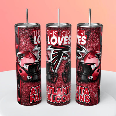 “This Girl Loves" NFL Skinny Steel Tumbler with Straw, 20oz - Creative Works Crafts