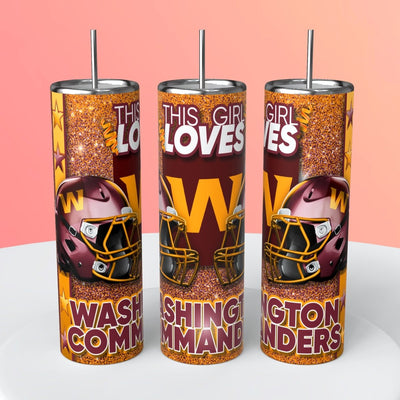 “This Girl Loves" NFL Skinny Steel Tumbler with Straw, 20oz - Creative Works Crafts