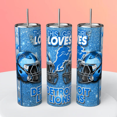 “This Girl Loves" NFL Skinny Steel Tumbler with Straw, 20oz - Creative Works Crafts