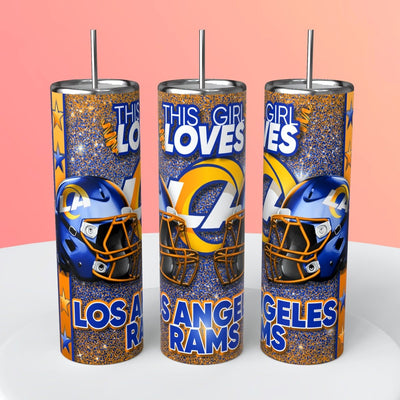 “This Girl Loves" NFL Skinny Steel Tumbler with Straw, 20oz - Creative Works Crafts