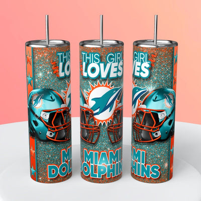 “This Girl Loves" NFL Skinny Steel Tumbler with Straw, 20oz - Creative Works Crafts