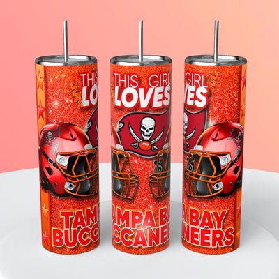 “This Girl Loves" NFL Skinny Steel Tumbler with Straw, 20oz - Creative Works Crafts