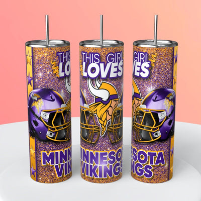 “This Girl Loves" NFL Skinny Steel Tumbler with Straw, 20oz - Creative Works Crafts