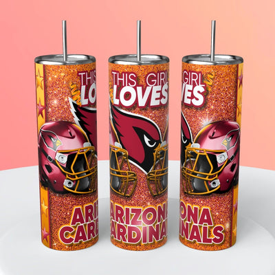 “This Girl Loves" NFL Skinny Steel Tumbler with Straw, 20oz - Creative Works Crafts