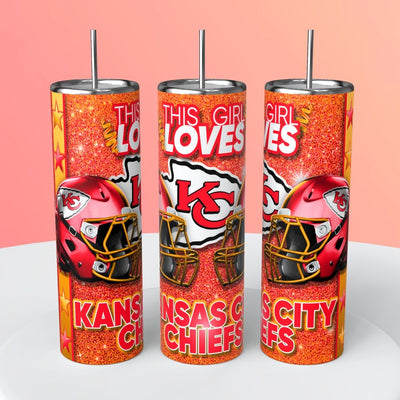 “This Girl Loves" NFL Skinny Steel Tumbler with Straw, 20oz - Creative Works Crafts