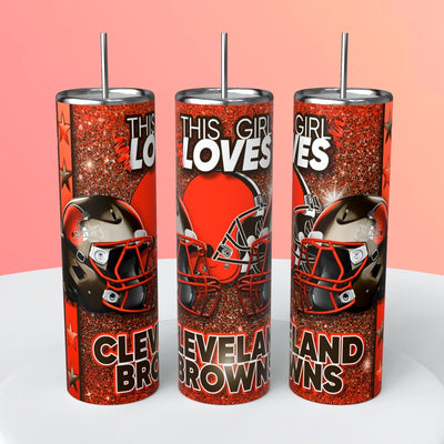 “This Girl Loves" NFL Skinny Steel Tumbler with Straw, 20oz - Creative Works Crafts