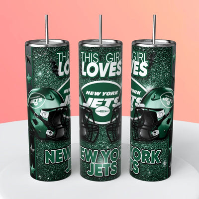 “This Girl Loves" NFL Skinny Steel Tumbler with Straw, 20oz - Creative Works Crafts