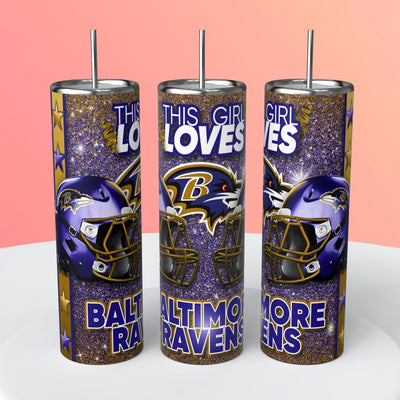 “This Girl Loves" NFL Skinny Steel Tumbler with Straw, 20oz - Creative Works Crafts